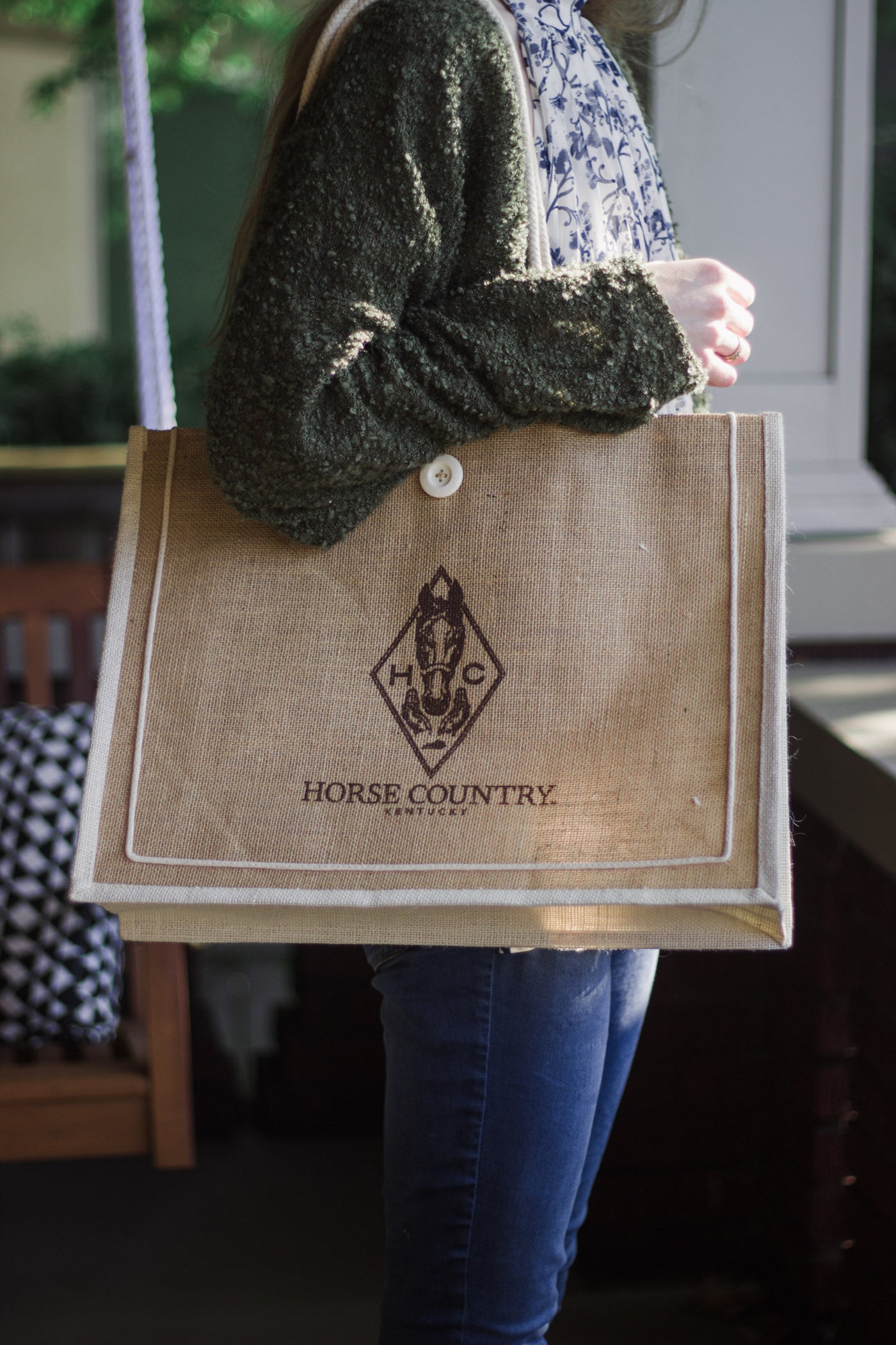 Horse Country Jute Market Tote
